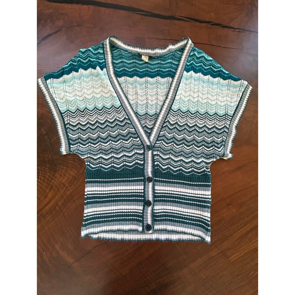 VTG 90s/Y2K Wet Seal Chevron Knit Short Sleeve Cardigan